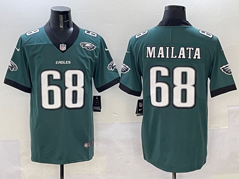 Men Philadelphia Eagles 68 Mailata Green New Nike Limited 2025 NFL Jersey style 7